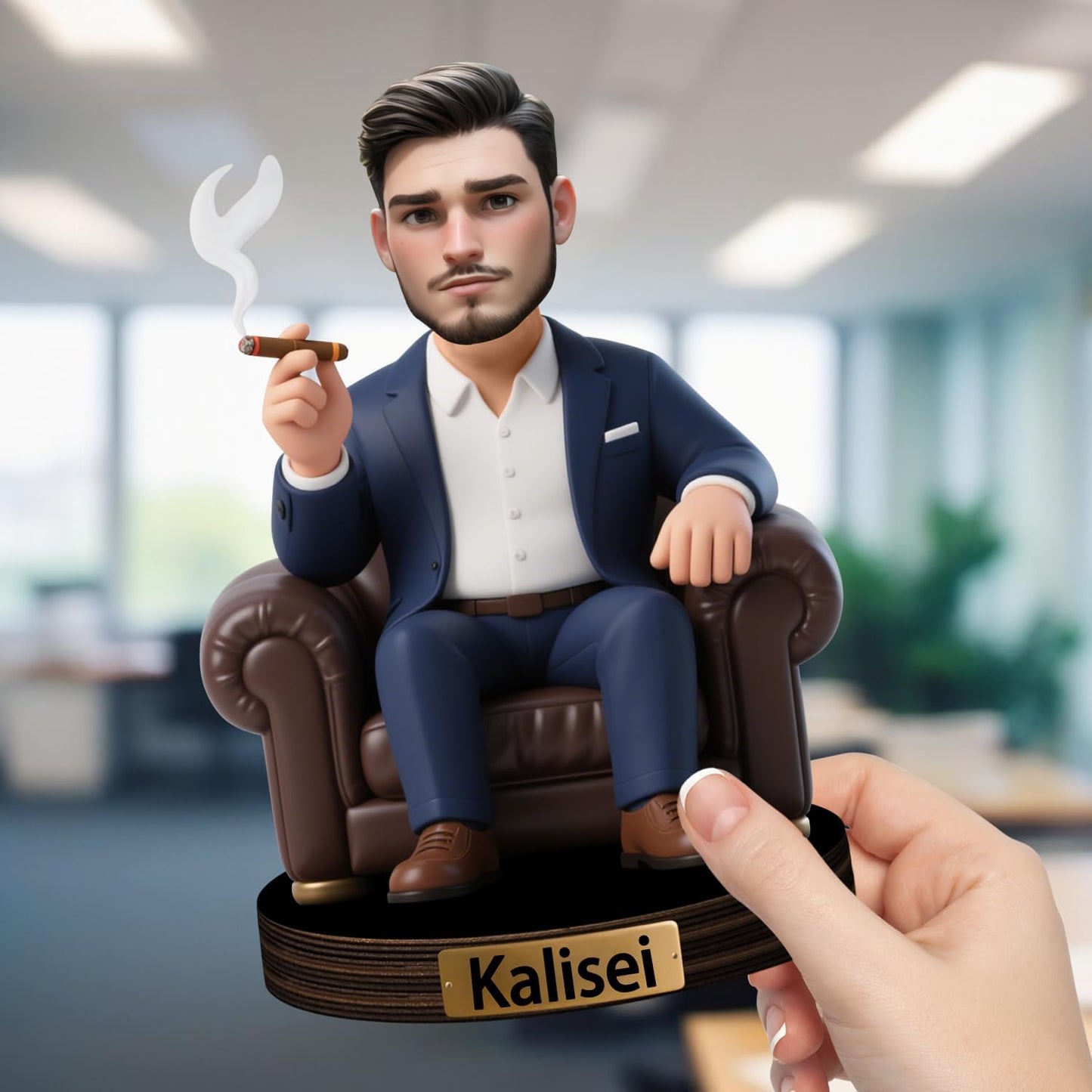 Personalized Cartoon Face Photo Gentleman Desktop Ornament Custom Name Funny Acrylic Office Desk Decor Gift For Businessman Boss Family Birthday Xmas Anniversary (style 1)