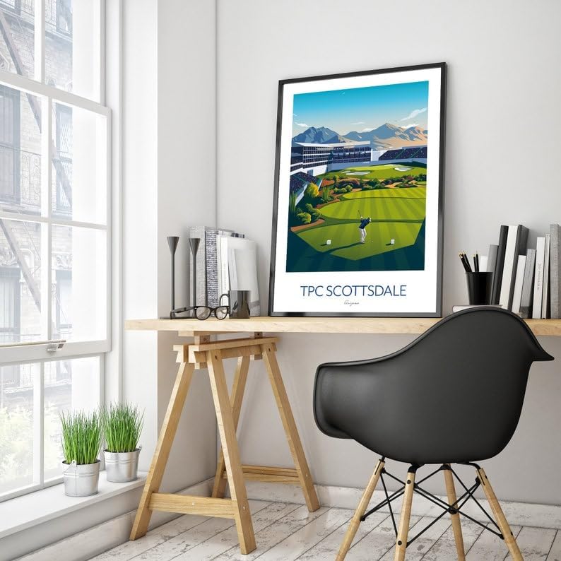 Nationcog TPC Scottsdale Golf Print Arizona - WM Phoenix Open - Stadium Course 16th Hole; TPC Scottsdale Golf Poster; Scottsdale Golf Course Art; Arizona Golf Artwork (Unframed) (11x14)