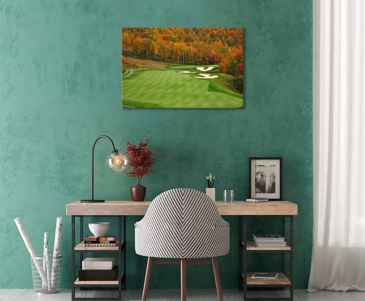 Sequoyah North Carolina Mountains Golf Course Wall Art for Living Room Bedroom Bathroom Home Decorations North Carolina Golf Course Picture Poster Canvas Prints Framed Ready to Hang(12''H x 16''W)
