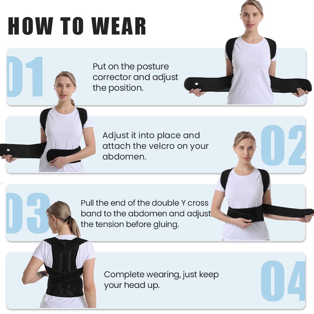Customizable Comfort Posture Corrector for Women & Men, Upgraded Adjustable Back Brace Gift for Upper & Lower Back Pain Relief, Scoliosis Hunchback Hump Thoracic Corrector PC001
