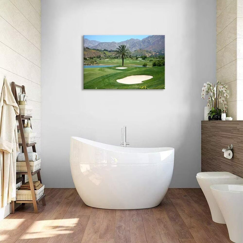 Los Angeles California Golf Course Wall Art for Living Room Bedroom Bathroom Home Decorations Los Angeles Golf Course Picture Poster Framed Artwork Canvas Prints Ready to Hang(12''H x 16''W)