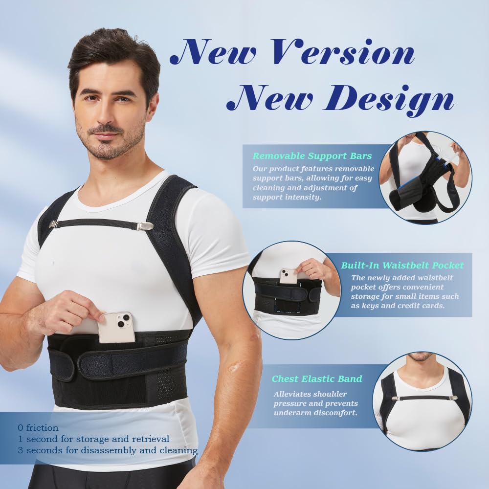 Posture Corrector for Women and Men, Upper and Lower Back Brace for Back, Shoulder, Neck Pain Relief, Fully Adjustable Back Straightener for Scoliosis, Hunchback, Hump, Thoracic, Lumbar Support