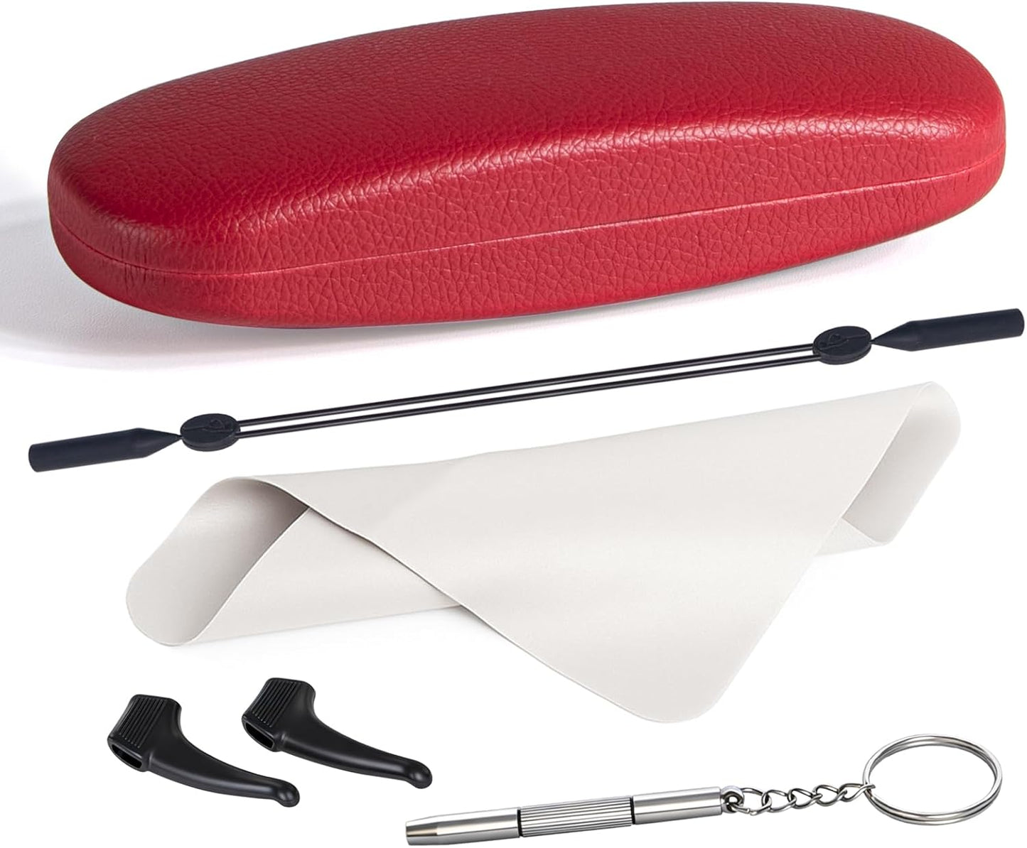 RayLove Glasses Case, Unisex Hard Shell Eyeglass Case, PU Leather Protective Hard Eye Glasses Cases with Eyewear Accessories