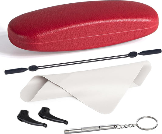 RayLove Glasses Case, Unisex Hard Shell Eyeglass Case, PU Leather Protective Hard Eye Glasses Cases with Eyewear Accessories