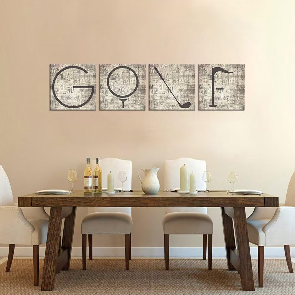 Pankila Golf Canvas Wall Art Golf Pictures Canvas Prints Golf Wall Decor for Living Room Bedroom Bathroom Club Gym Home Decorations Painting Framed Artwork Ready to Hang (12''W x 12''H x 4)