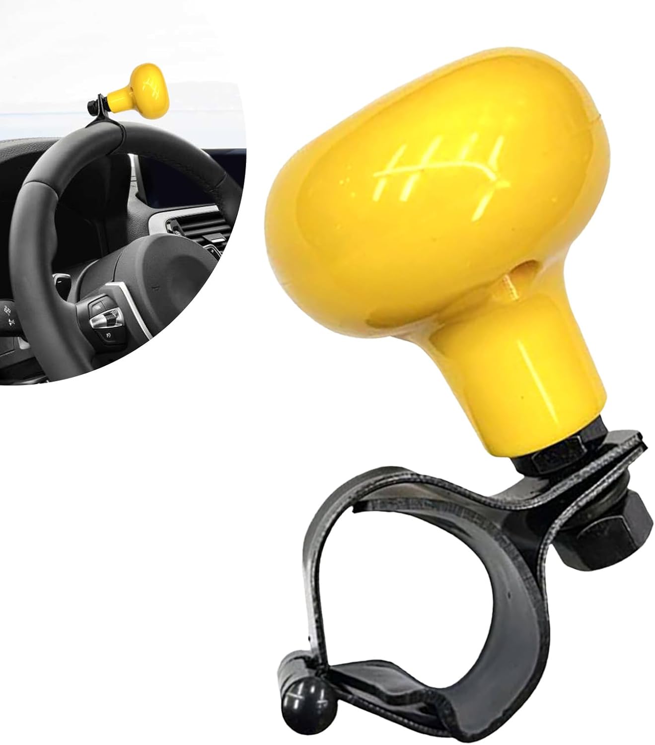 Riloer Steering Wheel Spinner Suicide Knob for Steering Wheel Booster Ball Non Slip Booster Knob Suicide Knob 360 Degree Booster Knob Suicide Knob for Car Yellow