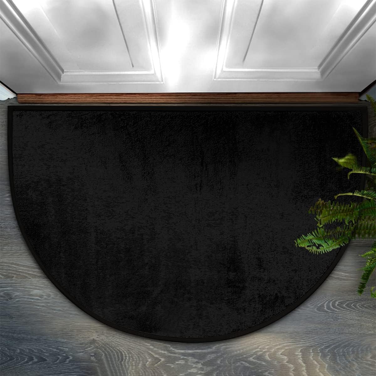 Black Half Round Door Mat Indoor Entrance Mat Absorbent Doormats Area Rugs Non-Slip Semi Circle Floor Mats for Home Kitchen 16x24 Inch