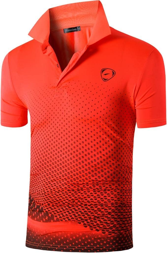 jeansian Men's Sport Outdoor Quick Dry Fit Short Sleeves Polo Tee Shirt Tshirt T-Shirt Tops Golf Tennis Bowling LSL195