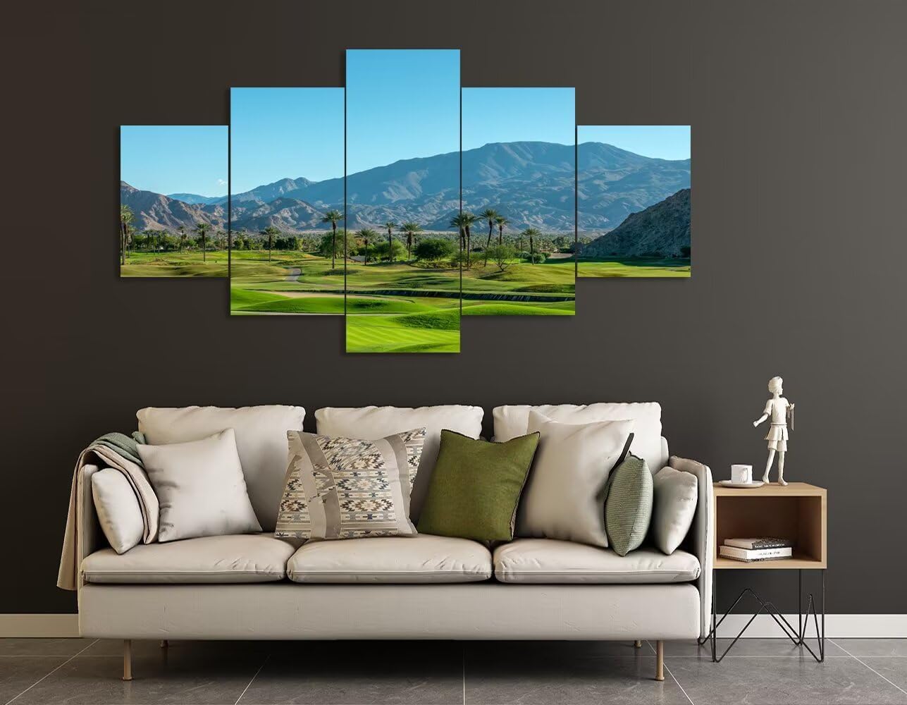 California Golf Course and Palm Tree Wall Art for Office Living Room Bedroom Home Decorations Gifts USA California Golf Course Pictures Framed Artwork Canvas Prints Ready to Hang(60''W x 32''H)