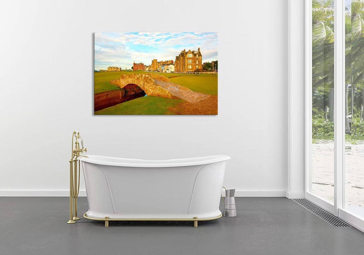 St Andrews Golf Course Wall Art for Living Room Bedroom Home Decorations Golf Course Swilcan Bridge St Andrews Picture Poster Framed Artwork Canvas Prints Ready to Hang(12''H x 16''W)