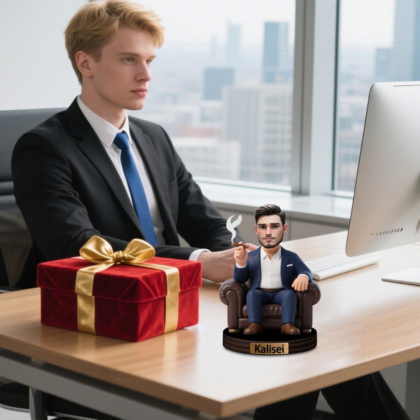 Personalized Cartoon Face Photo Pilot Desktop Ornament Custom Name Funny Acrylic Office Desk Decor Gift For Family Friend Lover Birthday Xmas Anniversary (style 5)