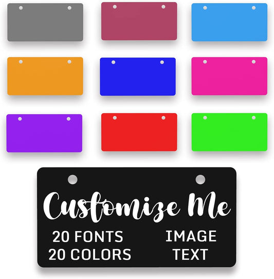 Mini Custom Personalized License Plate 4x2/7x4/12x6 Inch Novelty Small Customized Bike License Plate for Kids Bike Bicycle Toy Car Power Wheels Wagons Golf Cart Accessories,Keychain,4"x2",Style 1