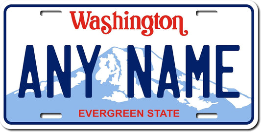 Personalized Washington Souvenir License Plate 6" X 12" (inches) Aluminum. Add Your Name, Text or Numbers.Full Size Novelty Plate - Fits Car and Truck Name Plate Holders VER.1