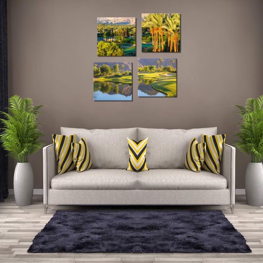 Pankila Indian Wells Golf Course Wall Art USA California Picture Golf Course at in Palm Wall Decor for Living Room Bedroom Office Home Decorations Painting Framed Artwork (24''W x 24''H x 4)