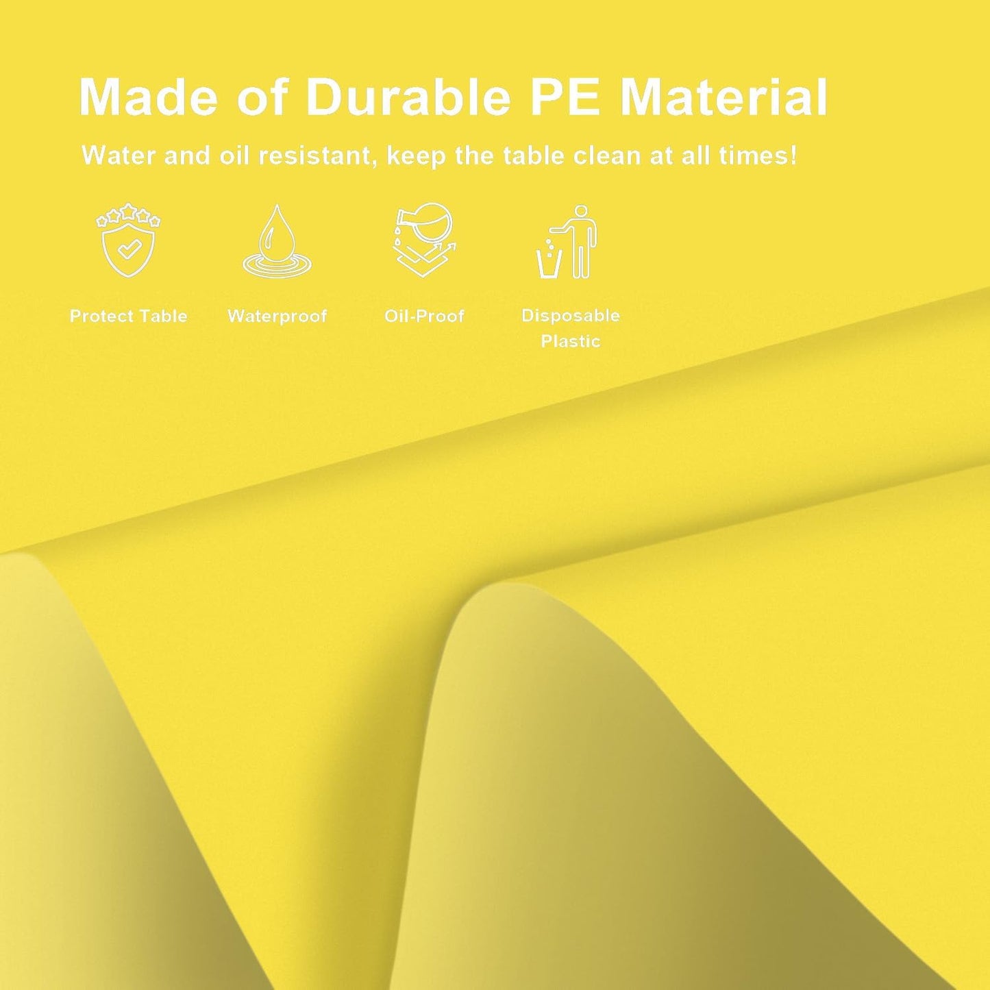 3 Pack Round Disposable Light Yellow Tablecloth, Light Yellow Plastic Table Cloths for Parties Disposable, 84x84 in Waterproof Camping Tablecloth for Birthday Party Baby Shower Picnic School