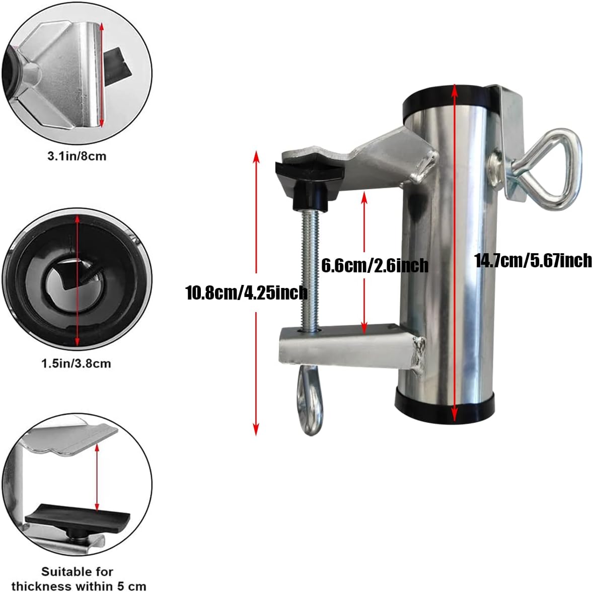 Upgrade Umbrella Clamp Stand Holder Heavy Duty Bench Buddy Patio Umbrella Fixed Clip Beach Fishing Umbrella Mount Chair Clamp