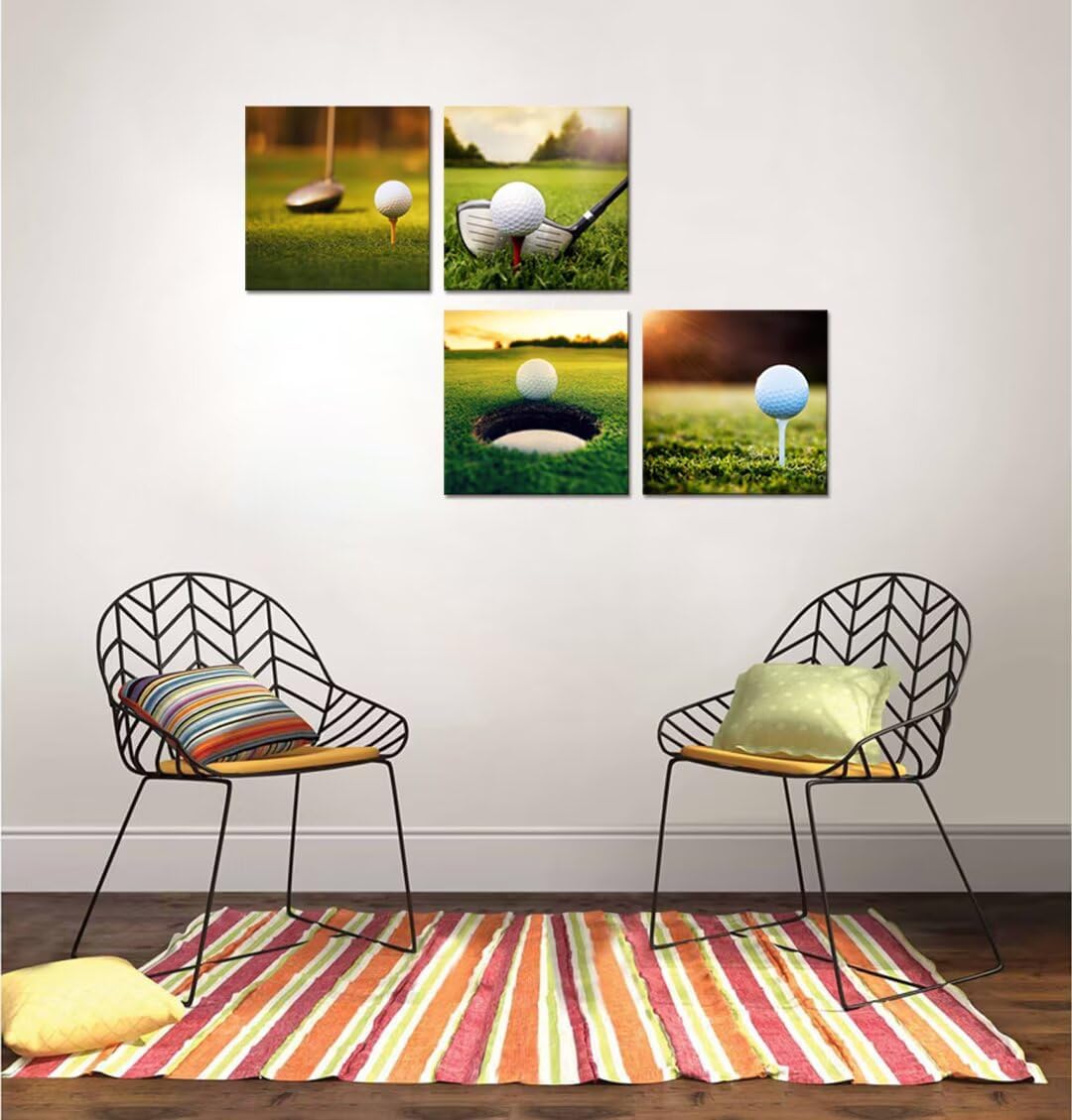 Pankila Golf Wall Art Sunrise Golf Pictures Canvas Prints Golf Course Wall Decor for Living Room Bedroom Bathroom Home Decorations Painting Framed Artwork Ready to Hang (20''W x 20''H x 4)