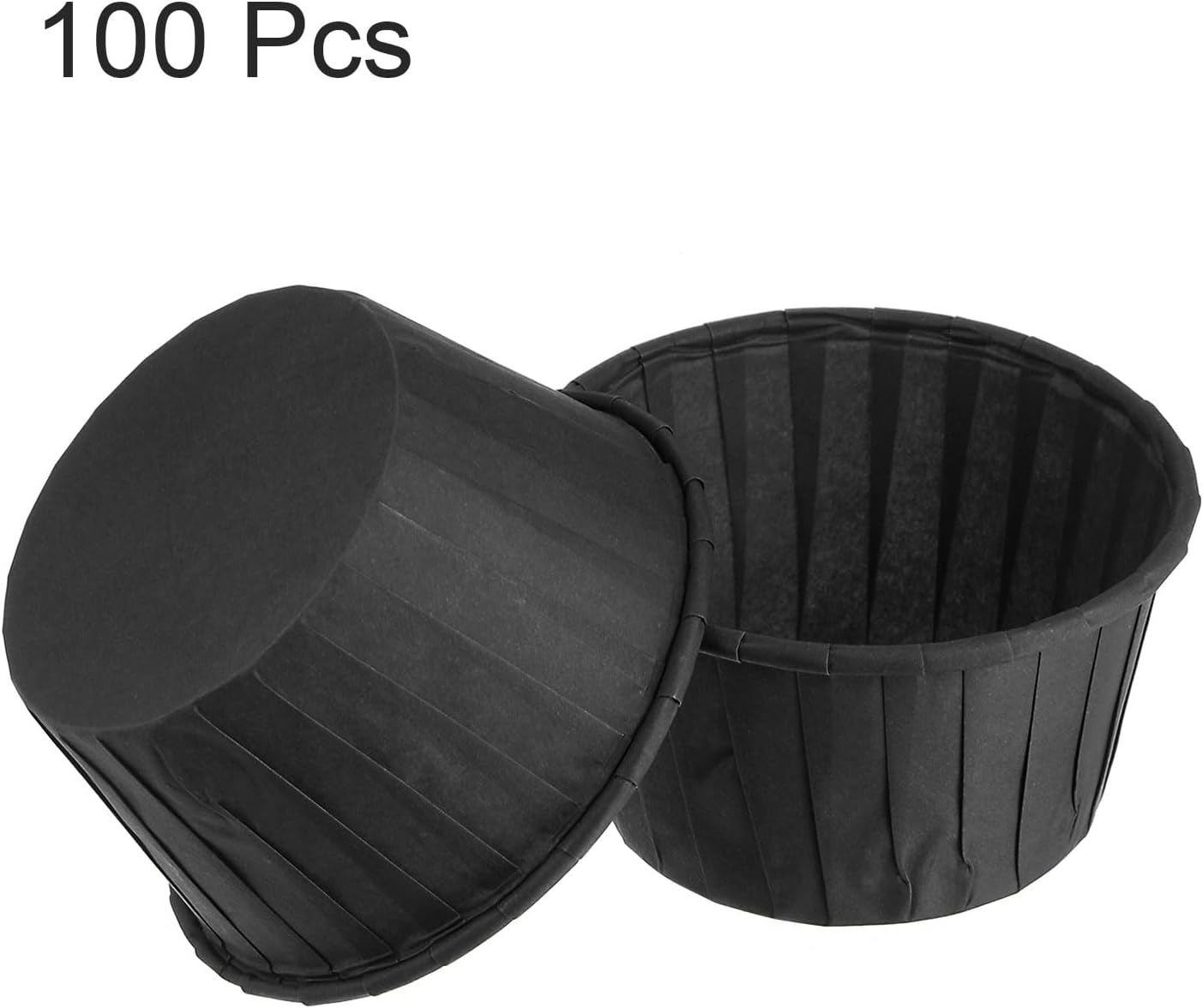 HARFINGTON 100Pcs Cupcake Baking Cups 3.5oz Standard Size Paper Cupcake Liners Greaseproof Wrappers Disposable for Wedding Birthdays Christmas Dessert, Black
