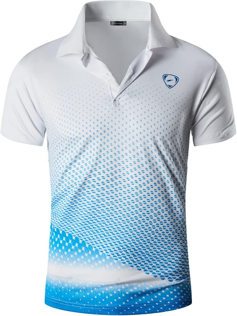 jeansian Men's Sport Outdoor Quick Dry Fit Short Sleeves Polo Tee Shirt Tshirt T-Shirt Tops Golf Tennis Bowling LSL195