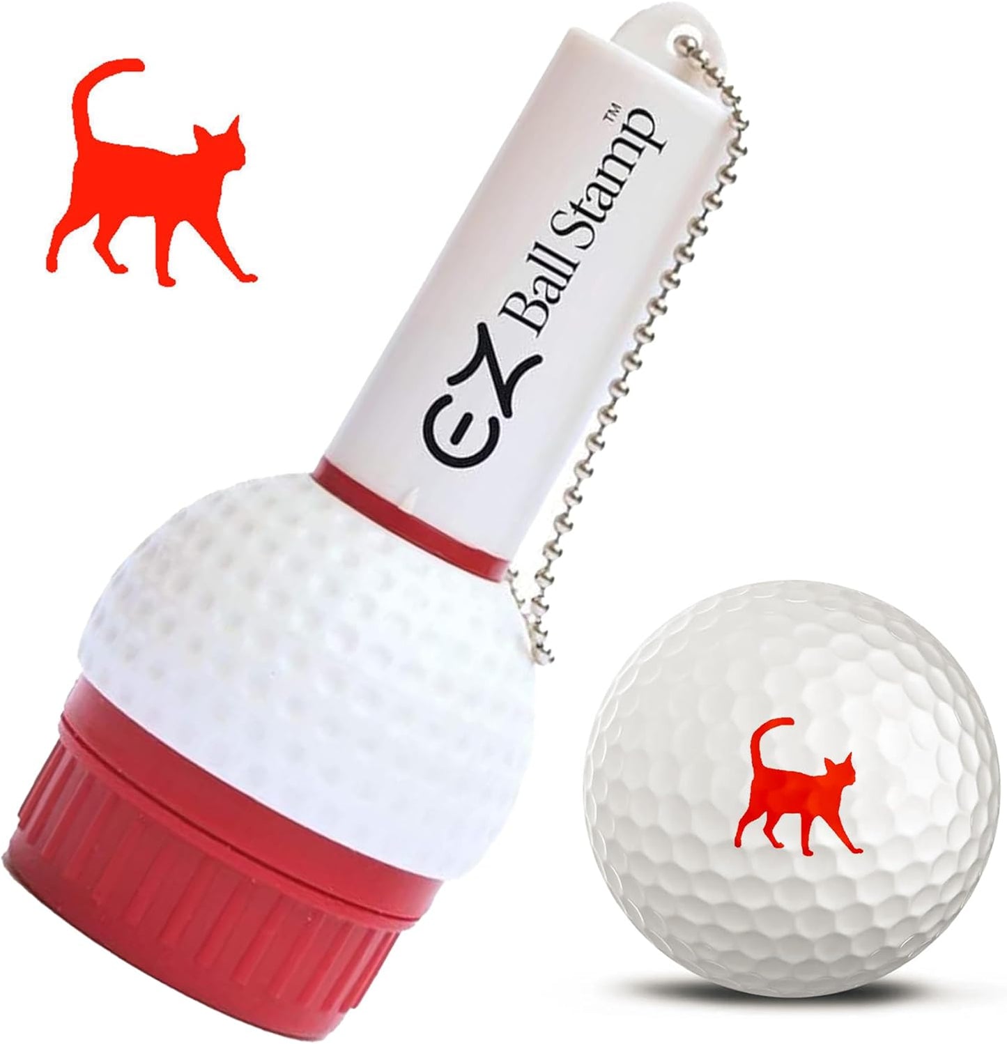 EZBallStamp Golf Ball Stamp Marker (Red Walking Cat)