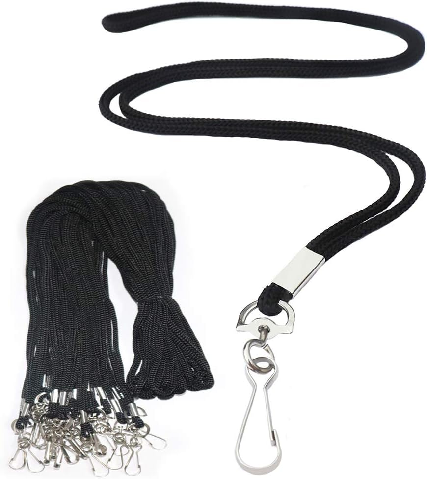 120 Pcs Black Lanyards Premium Bulk Lanyards Round 36" with Swivel J Hook for ID Name Badge Holder, VIP, School, Kids, Coach, Conference, Festival and Hang Keys