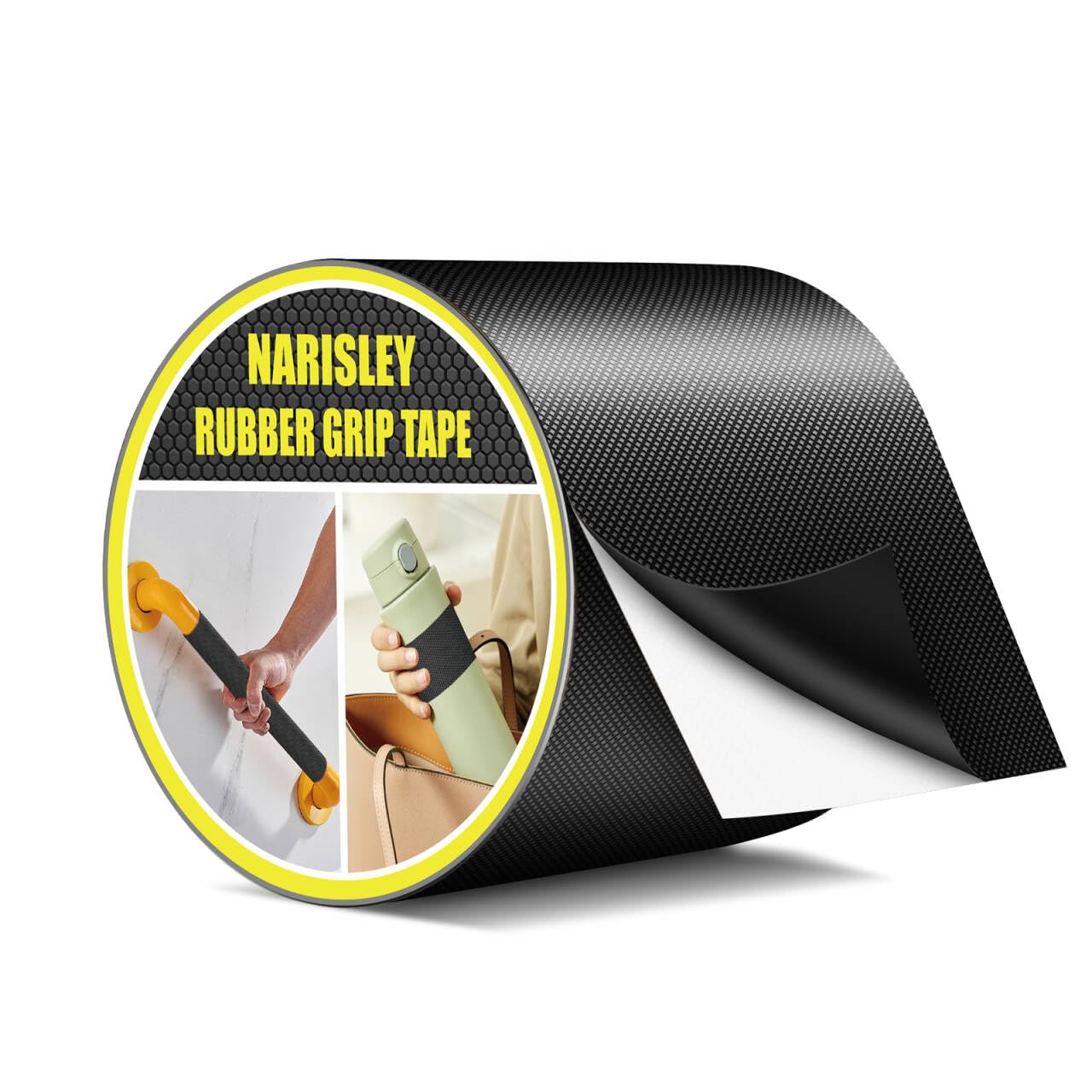Rubber Grip Tape, Ultra Strong Waterproof Anti Slip Tape with Textured Adhesive for DIY Tools & Gadgets, Customizable for Enhanced Comfort & Safety (4In x 10Ft, Black)
