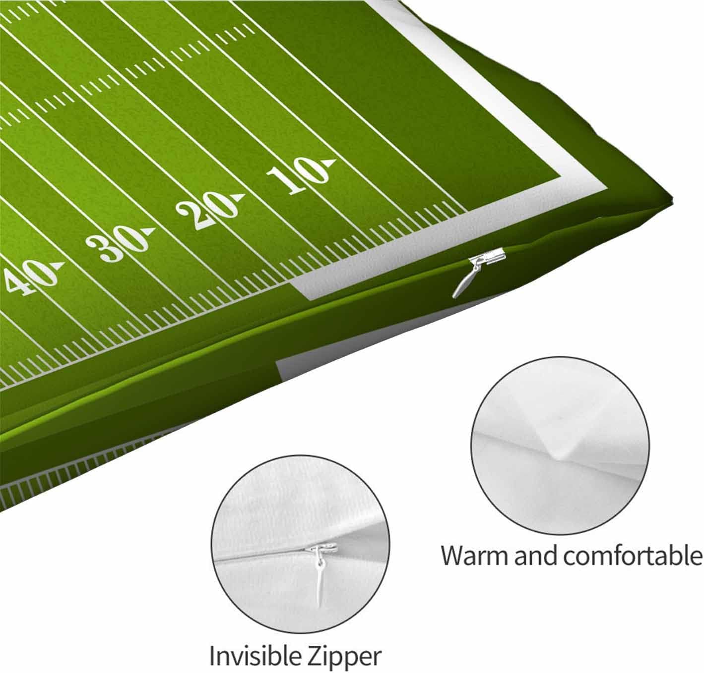 Mugod Home Decor Pillow Cases Green Football Field with Number Lines,Cushion Cover Oblong Rectangle for Men Women Boys Girls for Sofa Bedroom Livingroom 20x30 Inches