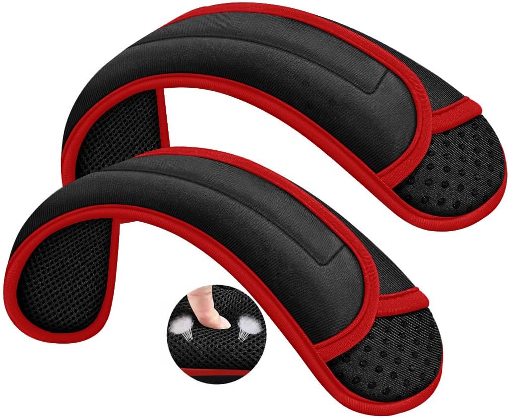 ZINZ 2-Pack Universal Shoulder Pad with Ultra Thick Cushion for Bag Luggage Bag Crossbody, Plus Long & Anti-Slip & Breathable,Black-Wine Edge