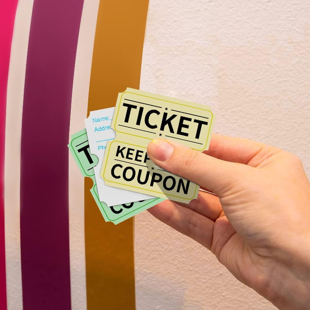 ESSENTIAL 2000 Pink Double Raffle Tickets Rolls Printable for Leisure, Movie Watching, Entertainment