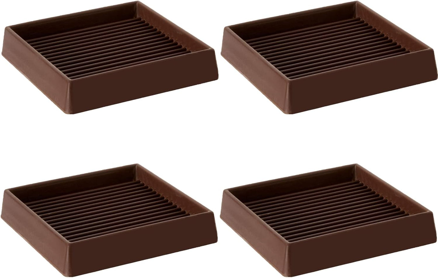 5X5 Rubber Caster Cups, Non Slip Furniture Pads, Anti-Slip Gripper, Anti Skid Furniture Feet, Anti Slide Floor Protector for Bed Couch Stoppers - 4 Pack Brown