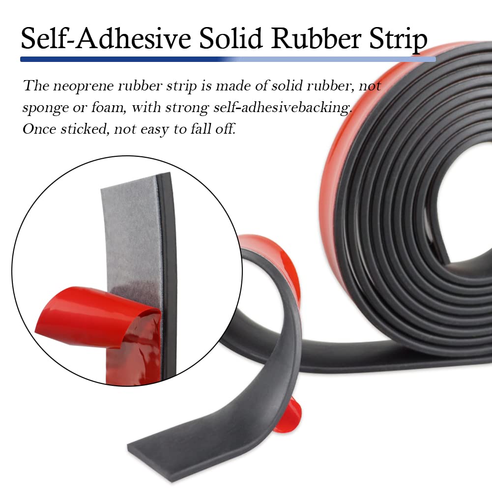 Neoprene Rubber Strips Self Adhesive Solid Rubber Sheets, Rolls & Strips for DIY Gaskets Crafts Pads Seals Warehouse Flooring Neoprene Sheet with Adhesive Backing (1" Wide x 1/16" Thick x 10' Long)