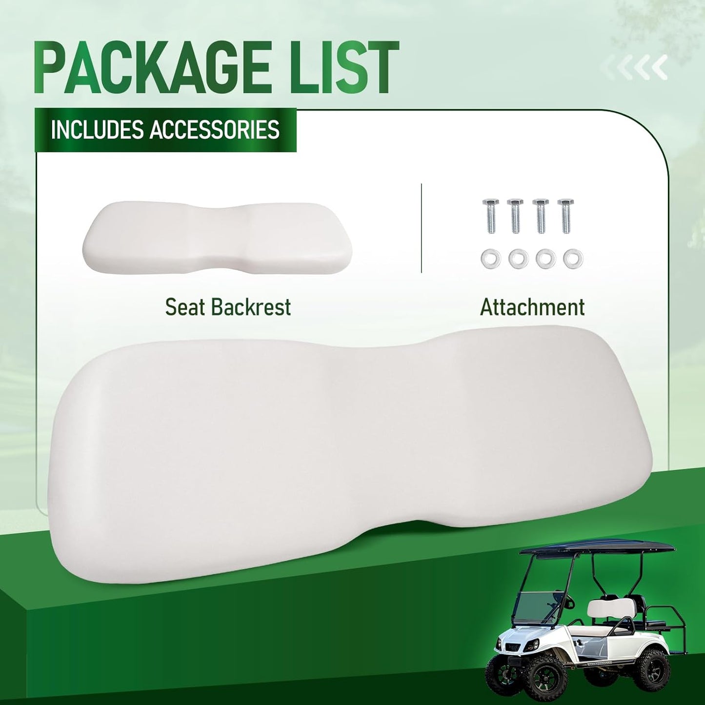 Seat Back Cushion Front Compatible with 2000.5-up Club Car DS Golf Cart Seat Backrest Wood Plastic Foam