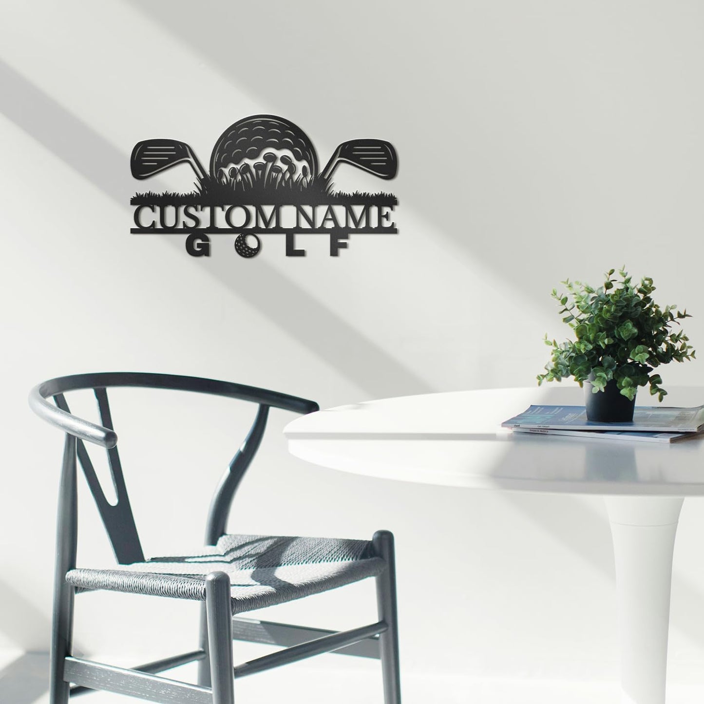 Personalized Custom Crossed Golf Metal Wall Art,Personalized Golfer Name Sign Decoration For Room,Hole Golf Club Decoration (Style-10)