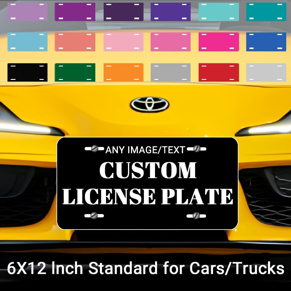 Custom License Plate for Front of Car, 6x12 Inch Personalized Aluminum License Plate with Logo Text Photo,Customize Tags and Vanity Plates for Truck Car Door Auto Accessories