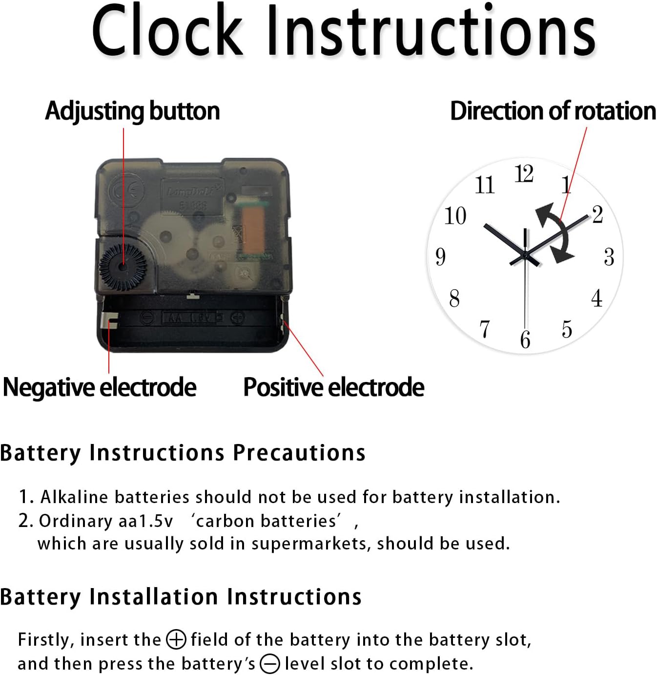 Black Wall Clock for Living Room 14 Inch Glass Analog Wall Clock Battery Operated Silent Clock for Bedroom Office