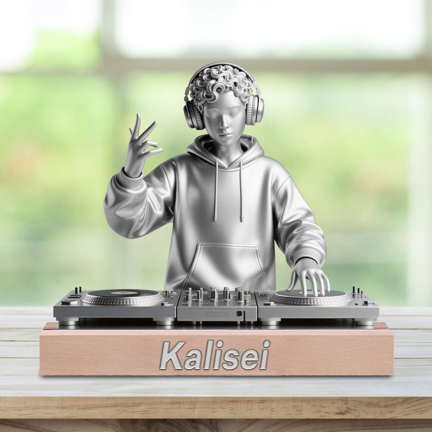 Personalized DJ Desk Ornament Music Studio Desk Name Plate Custom Name DJ Singer Figurine Trinket Musician Playing Discs Sign Music Lovers Acrylic Plaque Gift for Men Women