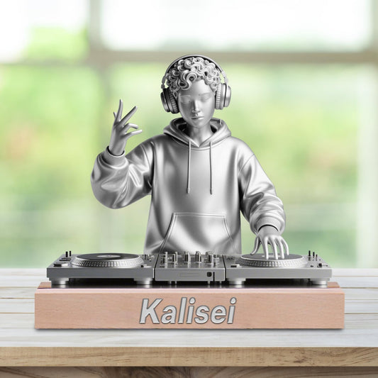 Personalized DJ Desk Ornament Music Studio Desk Name Plate Custom Name DJ Singer Figurine Trinket Musician Playing Discs Sign Music Lovers Acrylic Plaque Gift for Men Women
