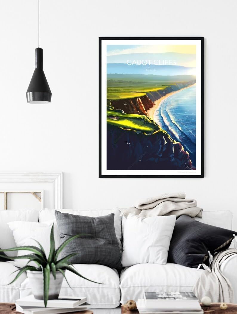 Nationcog Cabot Cliffs Golf Print, 16th Hole - Cape Breton, Canada Golf Poster, Cabot Cliffs Golf Poster, Nova Scotia Golf Course Art, Scenic Coastal Golf Print (Unframed) (16x24)