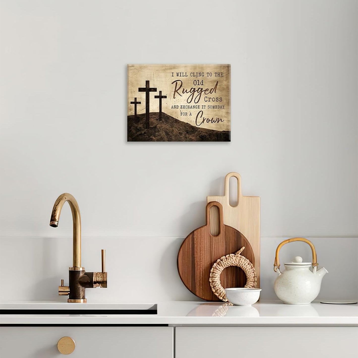 Christian Wall Art, Cross Pictures Wall Decor Religious Canvas Prints Framed Artwork Paintings Poster Home Office Decorations For Bathroom Bedroom Living Room Kitchen 24l X 20w