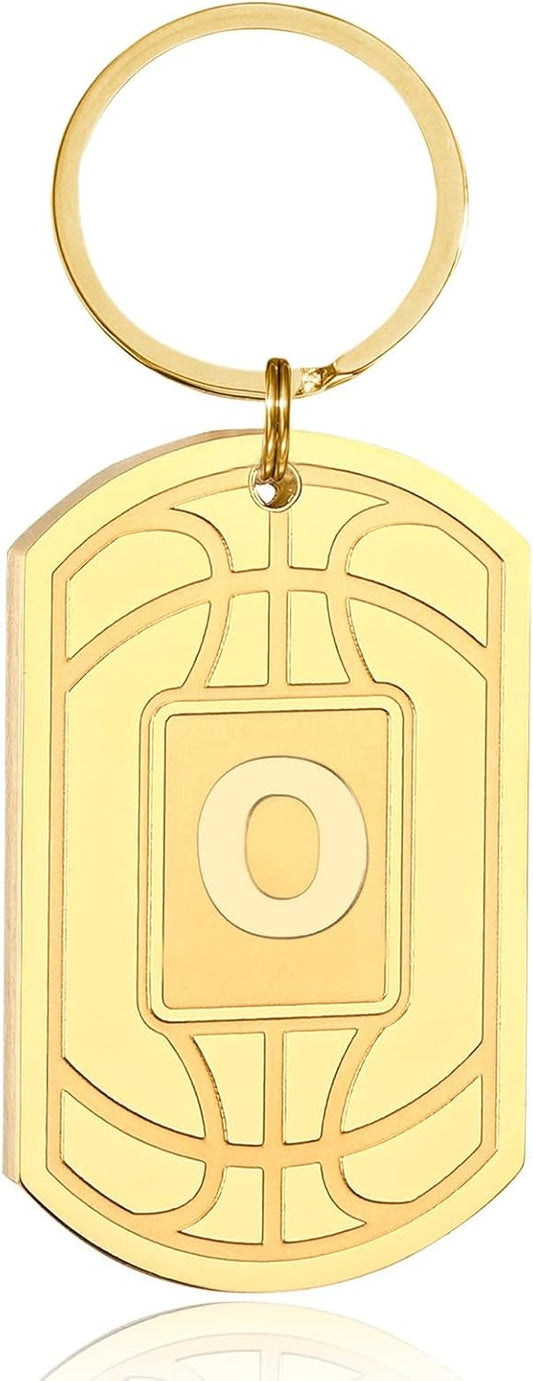 Initial Keychain Gifts for Men,Basketball Dog Tag Mens Keychains for Men Him Dad