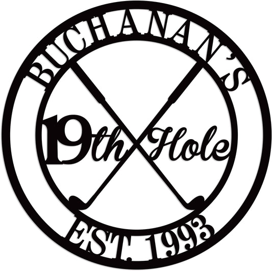 Personalized 19th Hole Metal Sign, Personalized Golf Sign, Golf Mancave Sign, Custom Golf Gifts for Men, Golfer Gifts, Boyfriend, Husband, Dad