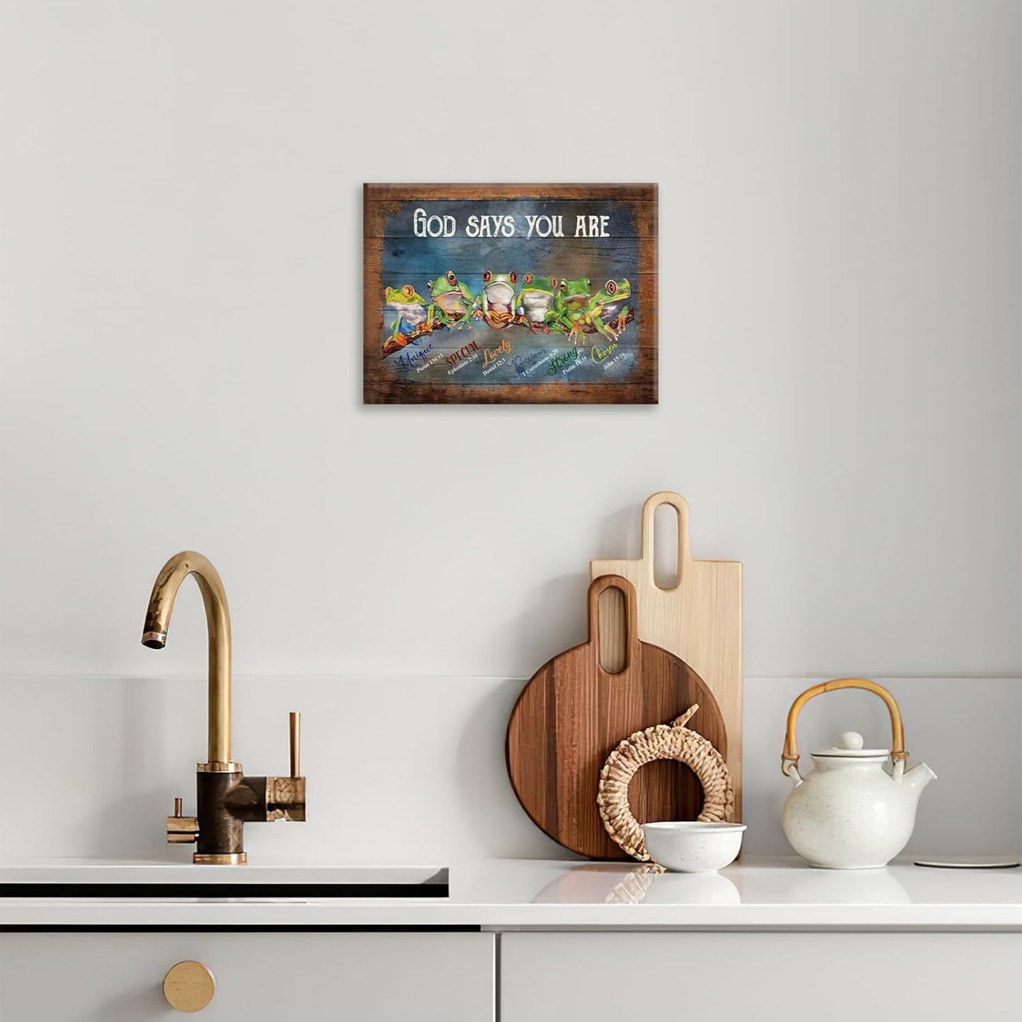 Frog Wall Art, Frogs Pictures Wall Decor God Says You Are Canvas Prints Framed Artwork Paintings Home Office Decorations For Bathroom Bedroom Living Room Kitchen 20l X 16w