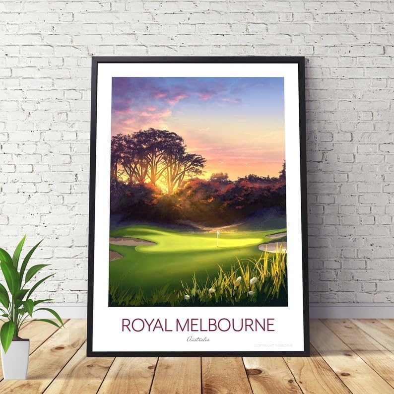 Royal Melbourne Golf Print - The West Course 5th Hole - Golf Course Australia, Royal Melbourne Golf Poster, Australia Golf Course Print, Sunset Golf Art, Nature Landscape Wall Decor (Unframed) (20x30)