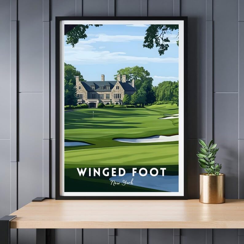 Nationcog Winged Foot Golf Wall Art Print, Classic New York Course Poster for Office or Home, Vintage Decor for Men, Thoughtful Gift for Dad or Husband, Timeless Golf Art (Unframed) (20x30)