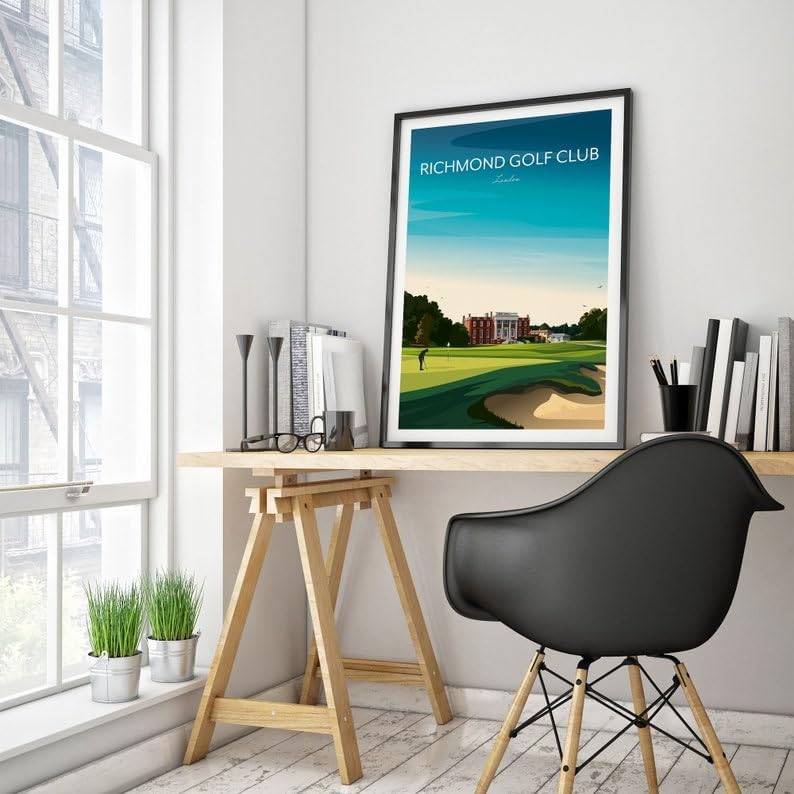 Richmond Golf Club Print - Sudbrook House - Richmond Park London, Richmond Golf Club Poster, London Golf Course Art, Vintage Golf Print, Classic Golf Club Illustration (Unframed) (24x36)
