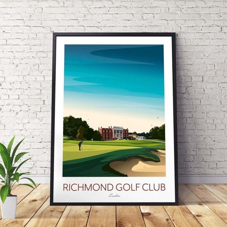Richmond Golf Club Print - London Golf Course, Richmond Golf Club Poster, London Golf Course Print, Golf Art Wall Decor, Golf Landscape Illustration (Unframed) (24x36)