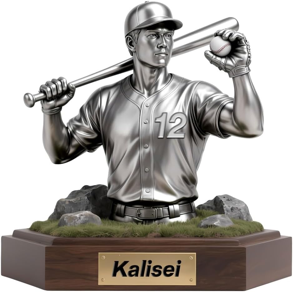 Personalized Baseball Acrylic Ornament Sign with Name Number Custom Baseball Player Flat Desk Sign Sports Lovers Acrylic Plaque Home Garage Men Cave Desk Decor Gifts for Birthday Christmas