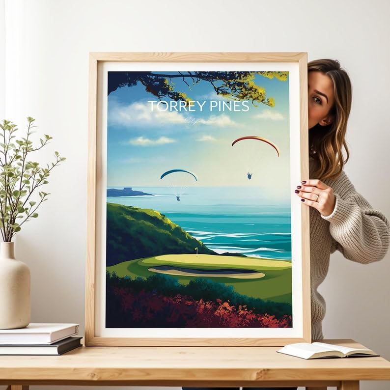 Torrey Pines Golf Poster - San Diego, California Travel Wall Art, Torrey Pines Golf Poster, California Golf Course Print, Golf Art Wall Decor (Unframed) (11x14)