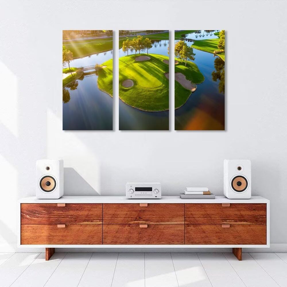 Island Golg Hole in Arizona Golf Course Wall Art for Living Room Bedroom Bathroom Home Decoraitons Golf Course Pictures Posters Framed Artwork Canvas Prints Ready to Hang(12''W x 24''H x3)