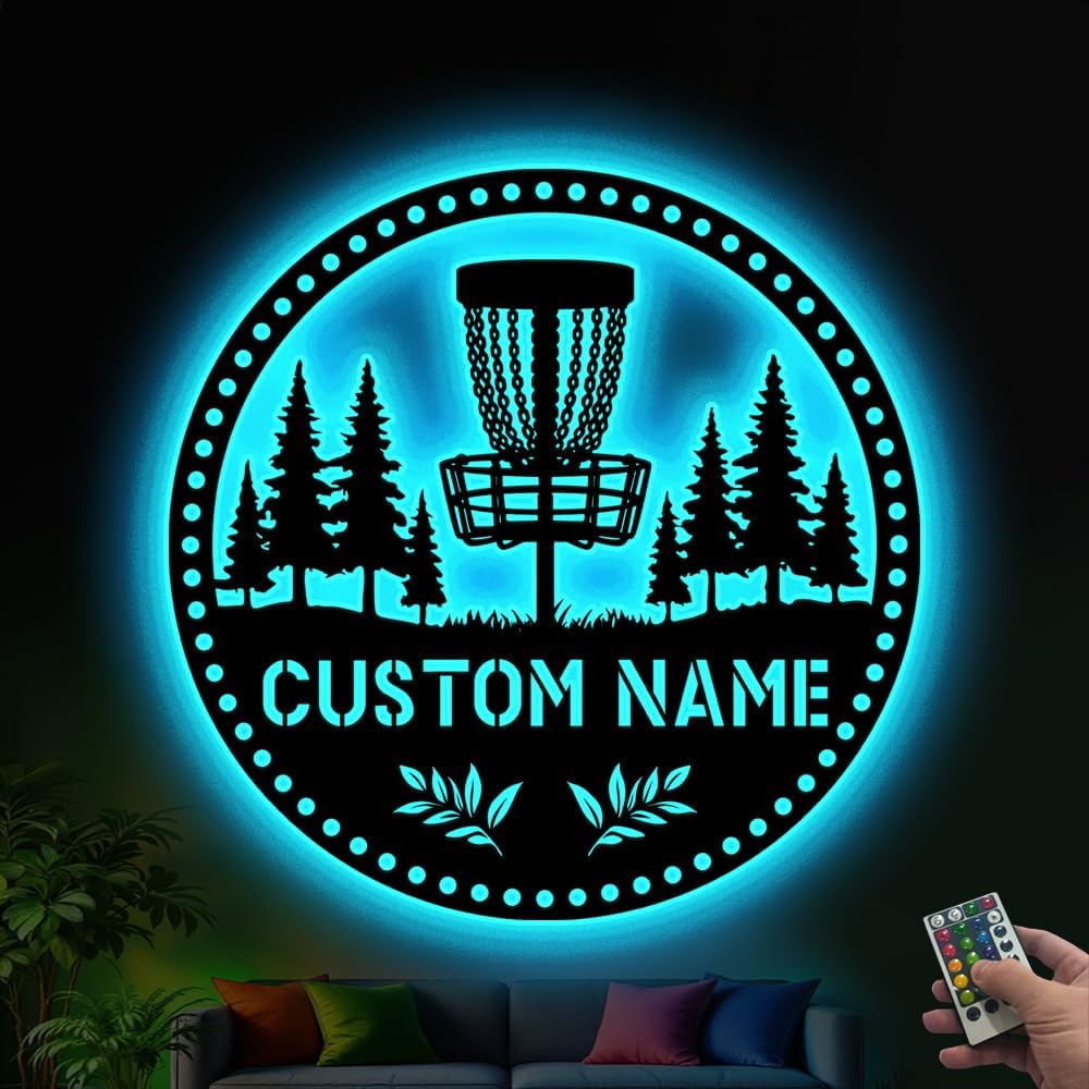 Personalized Golf Wall Decor – Personalized Outdoor Large Metal Name Golfball Decor, Bedroom or Office, Golf Coach Appreciation Gift, Golfball Enthusiast Gift Model-Disc08